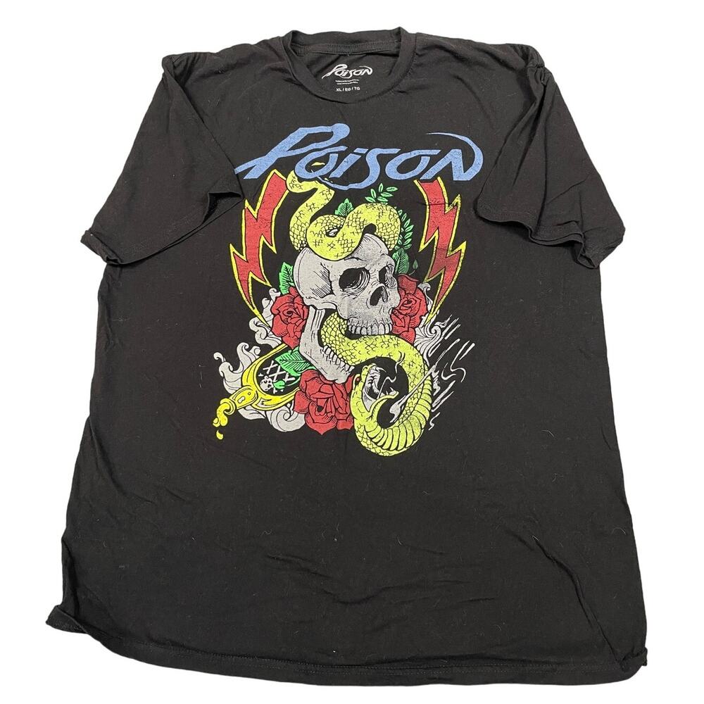 Poison Mens Size XL Skull Snakes Graphic T-Shirt